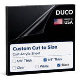 Black Custom Cut to Size Plexiglass Sheets 1/4 Inch Thick - USA-Made Customized Acrylic Sheets for Replacement Glass Panels, DIY Projects, and More