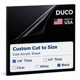 Black Custom Cut to Size Plexiglass Sheets 1/8 Inch Thick - USA-Made Customized Acrylic Sheets for Replacement Glass Panels, DIY Projects, and More