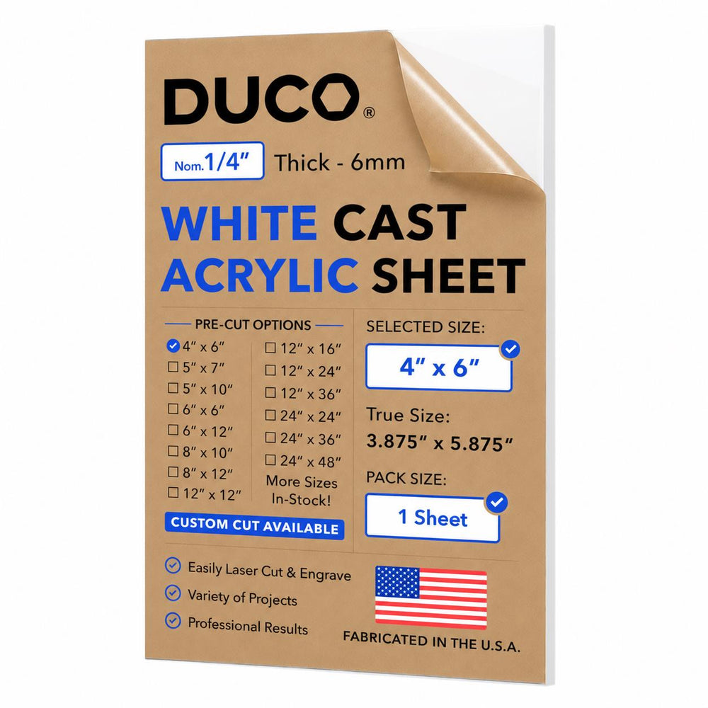 White cast acrylic sheet 1/4" 4" x 6"