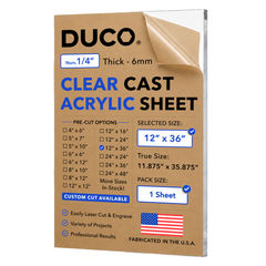 1/4in 12x36 Clear Cast Acrylic Sheet