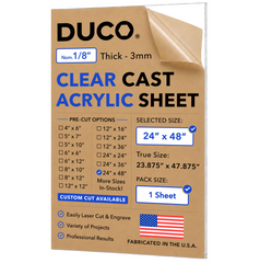 1/8in 24x48 Clear Cast Acrylic Sheet