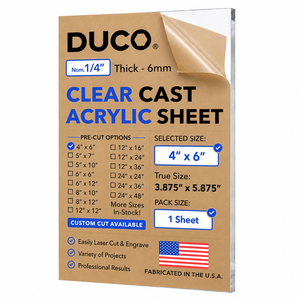 Clear cast acrylic sheet 1/4" 4" x 6"