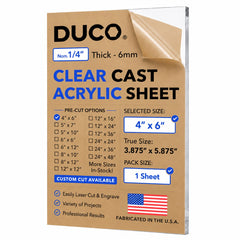 Clear cast acrylic sheet 1/4" 4" x 6"