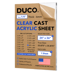 1/4in 24x36 Clear Cast Acrylic Sheet