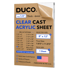 1/4in 8x12 Clear Cast Acrylic Sheet