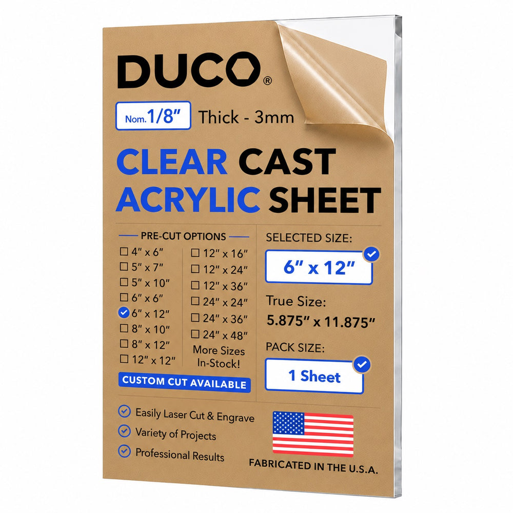 Clear cast acrylic sheet 1/8" 6" x 12"