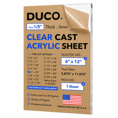 Clear cast acrylic sheet 1/8" 6" x 12"