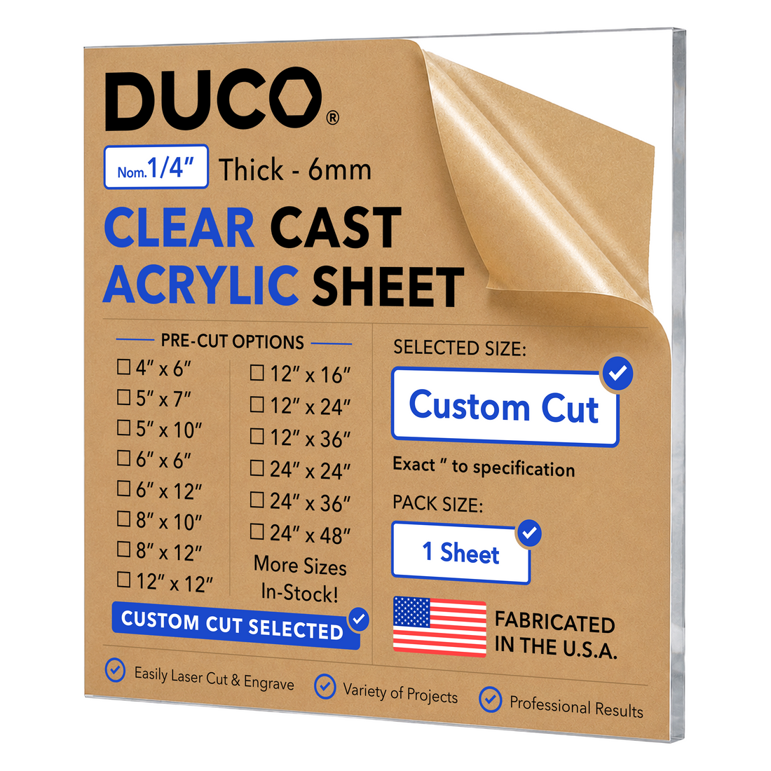 Custom cut to size clear plexiglass sheet