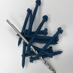 Hex Head HWH Concrete Screw - Blue Coated - C1020 / Blue Ceramic 720hr Coating, 5/16" HWH, HiLo Sharp (100 pcs)