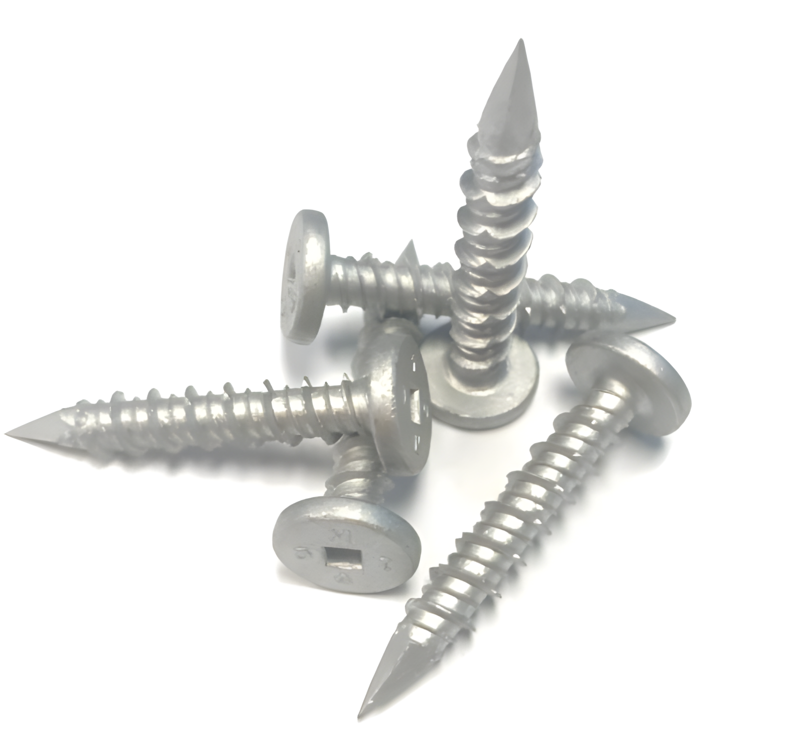 Pan*Con SS Masonry Fastener - 410 Stainless Steel / DMG85 Coating, SQ2 Pancake, Diamond/Locating, Silver (250 pcs)