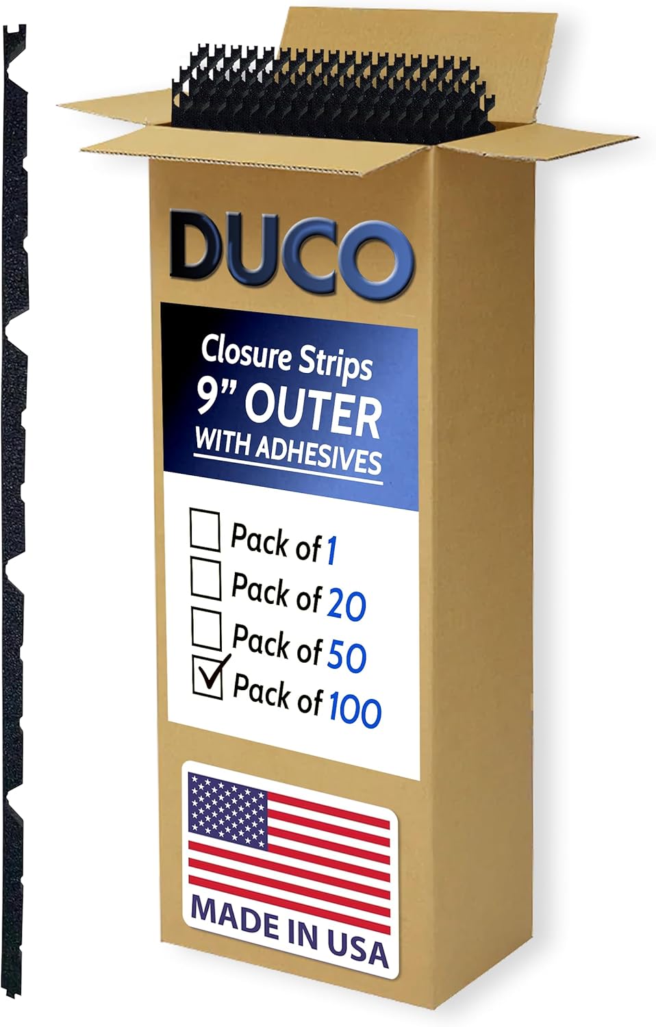 Foam Closure Strips for Metal Roofing Panels With Adhesive