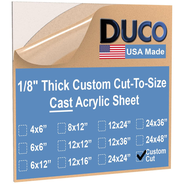 Clear Custom Cut to Size Plexiglass Sheets 1/8 Inch Thick - USA-Made Customized Acrylic Sheets for Replacement Glass Panels, DIY Projects, and More