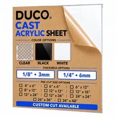 1/8" and 1/4" Cast Acrylic Sheet - Clear/White/Black