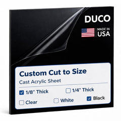 Black Custom Cut to Size Plexiglass Sheets 1/8 Inch Thick - USA-Made Customized Acrylic Sheets for Replacement Glass Panels, DIY Projects, and More