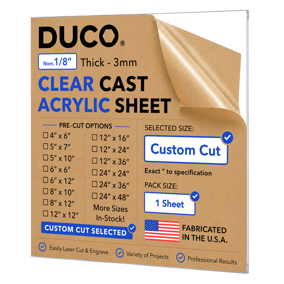 1/8in Custom Cut to Size Clear Acrylic Sheet