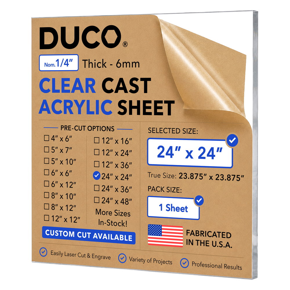 1/4in 24x24 Clear Cast Acrylic Sheet