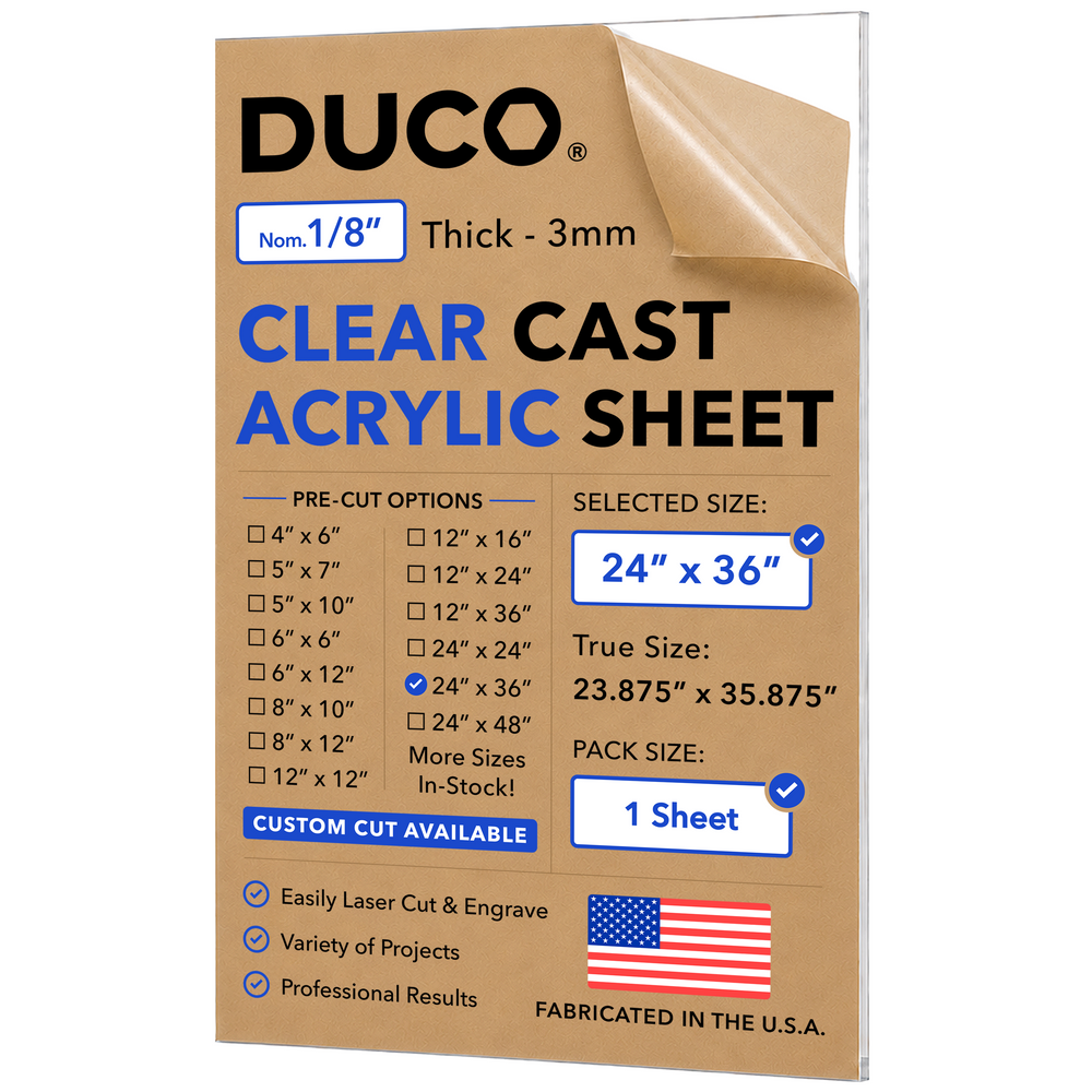 1/8in 24x36 Clear Cast Acrylic Sheet