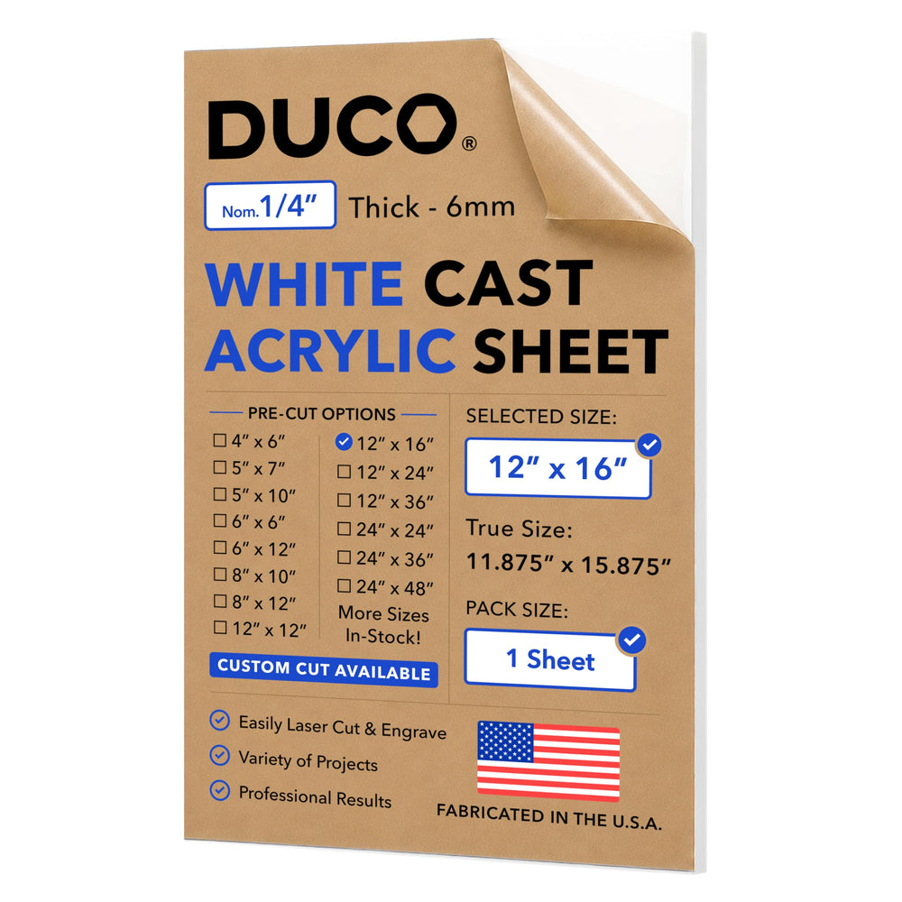 White cast acrylic sheet 1/4" 12" x 16"