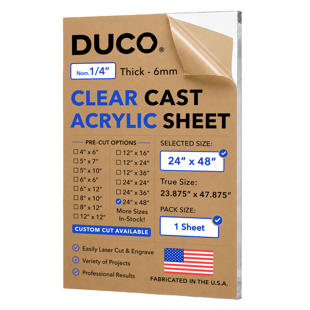 1/4in 24x48 Clear Cast Acrylic Sheet