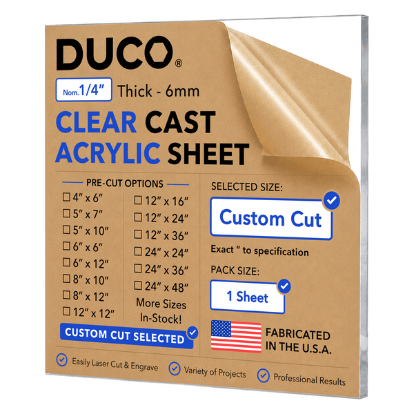 1/4in Custom Cut to Size Clear Acrylic Sheet