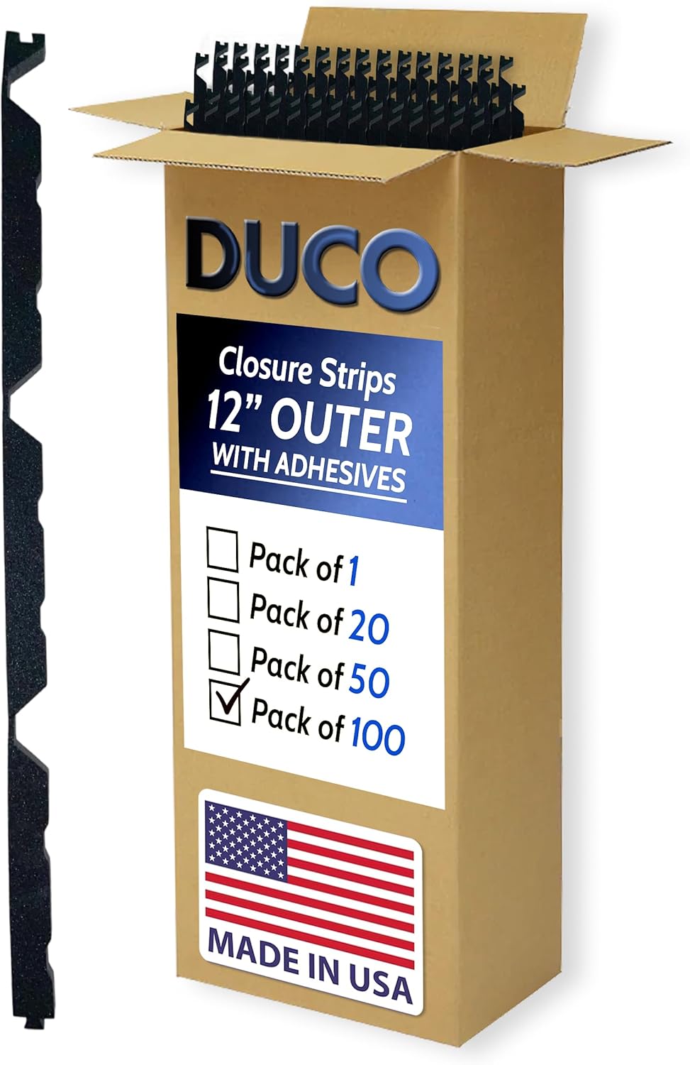 Foam Closure Strips for Metal Roofing Panels With Adhesive