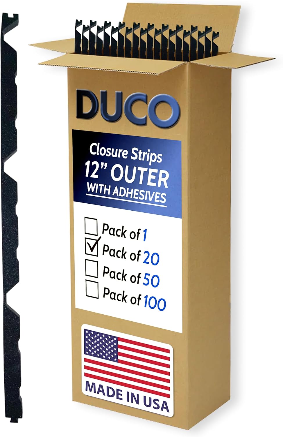 Foam Closure Strips for Metal Roofing Panels With Adhesive