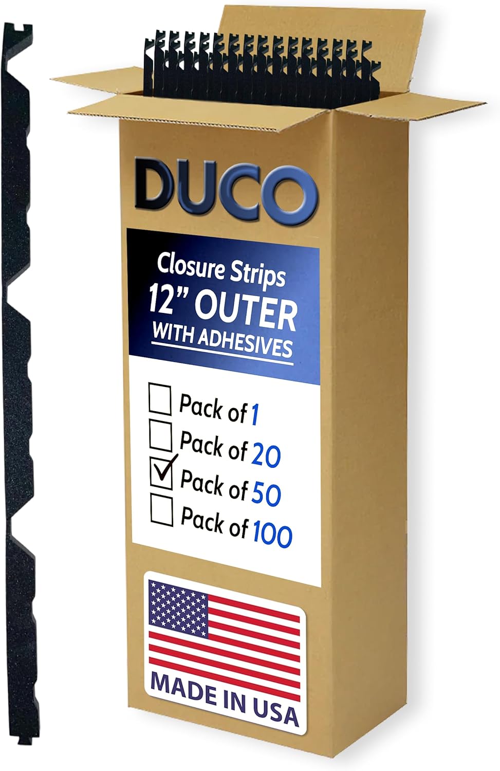 Foam Closure Strips for Metal Roofing Panels With Adhesive