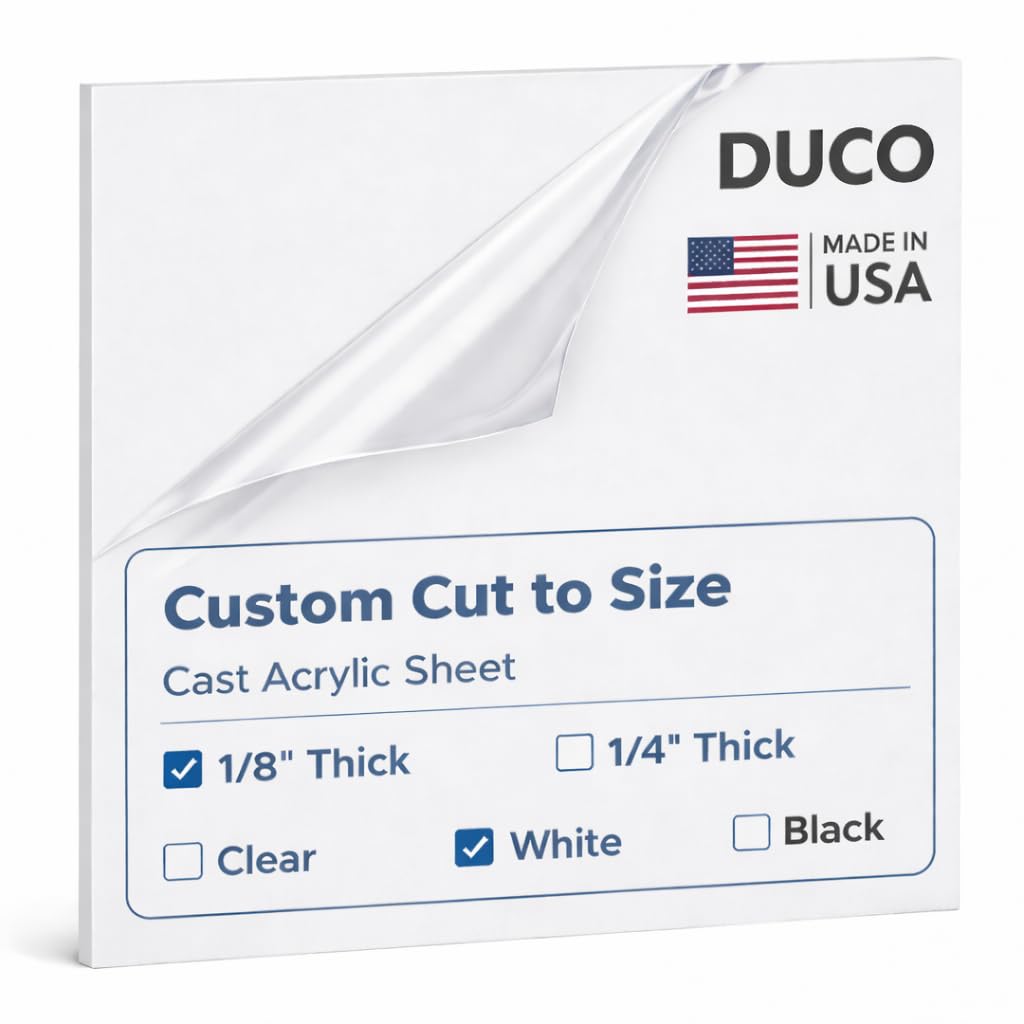 White Custom Cut to Size Plexiglass Sheets 1/8 Inch Thick - USA-Made Customized Acrylic Sheets for Replacement Glass Panels, DIY Projects, and More